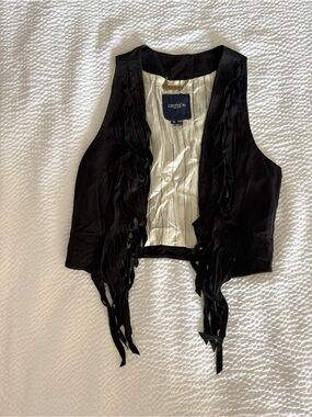 Gryphon New York Genuine Leather Fringe Vest XS
